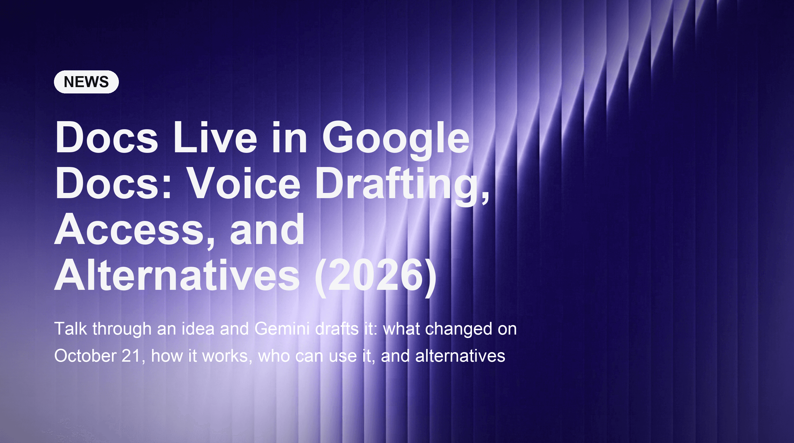 Docs Live in Google Docs: Voice Drafting, Access, and Alternatives (2026)